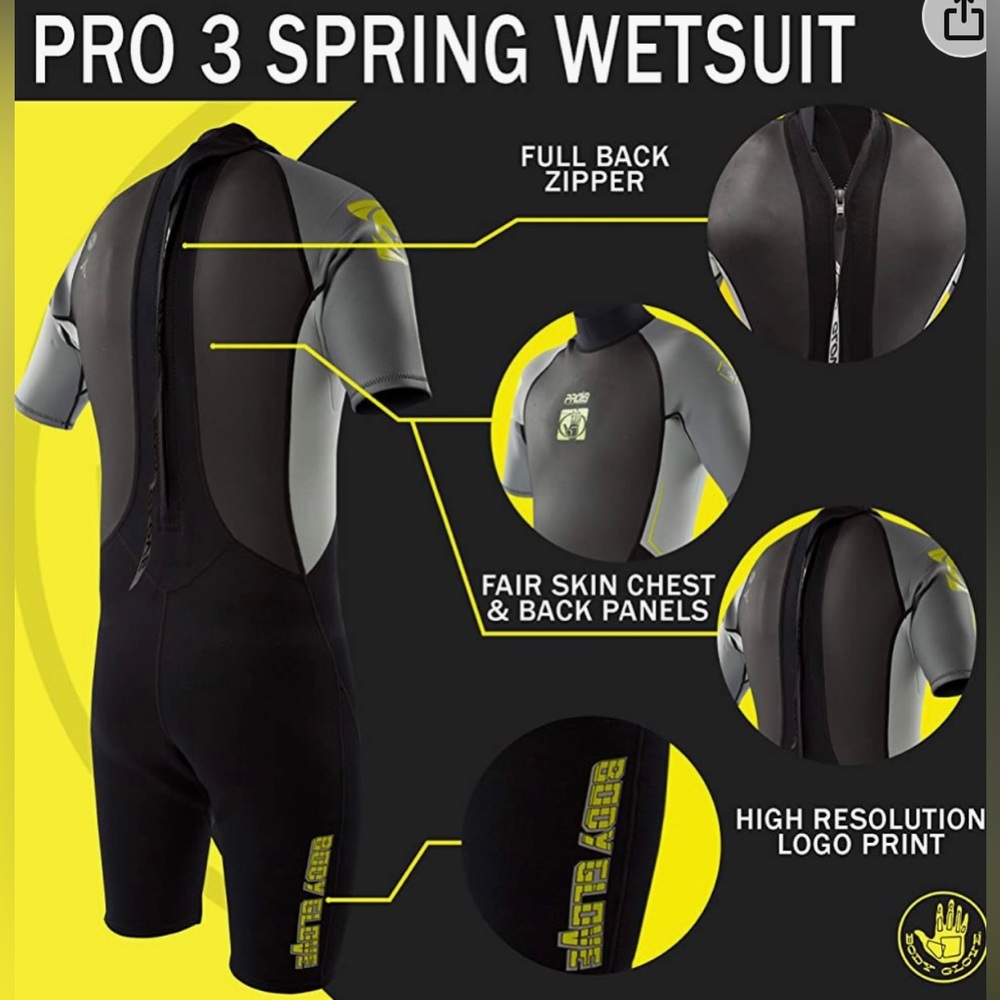 pro 3 body glove surfer multi-purpose spring shorty wetsuit blue gray black - Picture 6 of 16